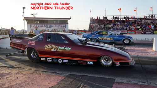 (near lane) Ray Stringer - Blown Cent-less' 
vs (far lane) Jordan Ballew - 'Ballew Thunder'